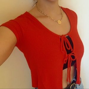 URBAN OUTFITTERS Red Tie Crop Top